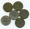 Монеты СССР. 20 копеек 1936-1956 г. 6 шт 1936-1956г