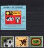 Почтовые марки. Парагвай, 1974 г. Чемпионат мира по футболу ФИФА, Германия. MiNr. 2583 - 2585, Бл. 225. (Mi 46.0 €) 1974г
