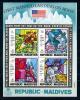 Почтовые марки. Мальдивы 1969г. Блок №10. Беззубц. Космос. Первый человек на Луне. СДВИГ РАМКИ. RARE 1969г