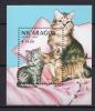 Почтовые марки. Никарагуа, 1988 г. Кошки с котятами. Бл. 179. 1988г
