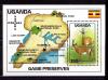 Почтовые марки. Уганда. 1988г. Нац.Парки. Животные. Блок №85. 1988г