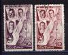Почтовые марки. СССР 1938 г. 2-й прямой рейс СССР-США через Северный полюс. Портрет экипажа АНТ-25. № 599,601. 1938г