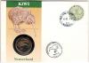 Конверт первого дня. Новая Зеландия 1988 год с монетой (20 центов 1987 г). " Вымирающие виды - Киви" 1988г